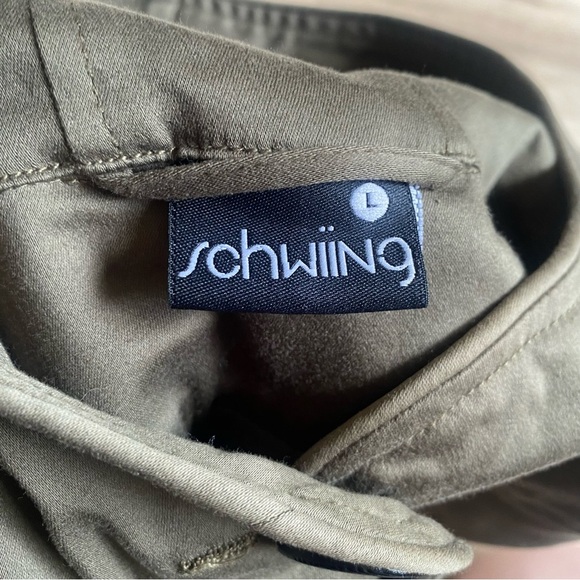 Schwiing coat button front hunter green hooded jacket - Picture 4 of 8